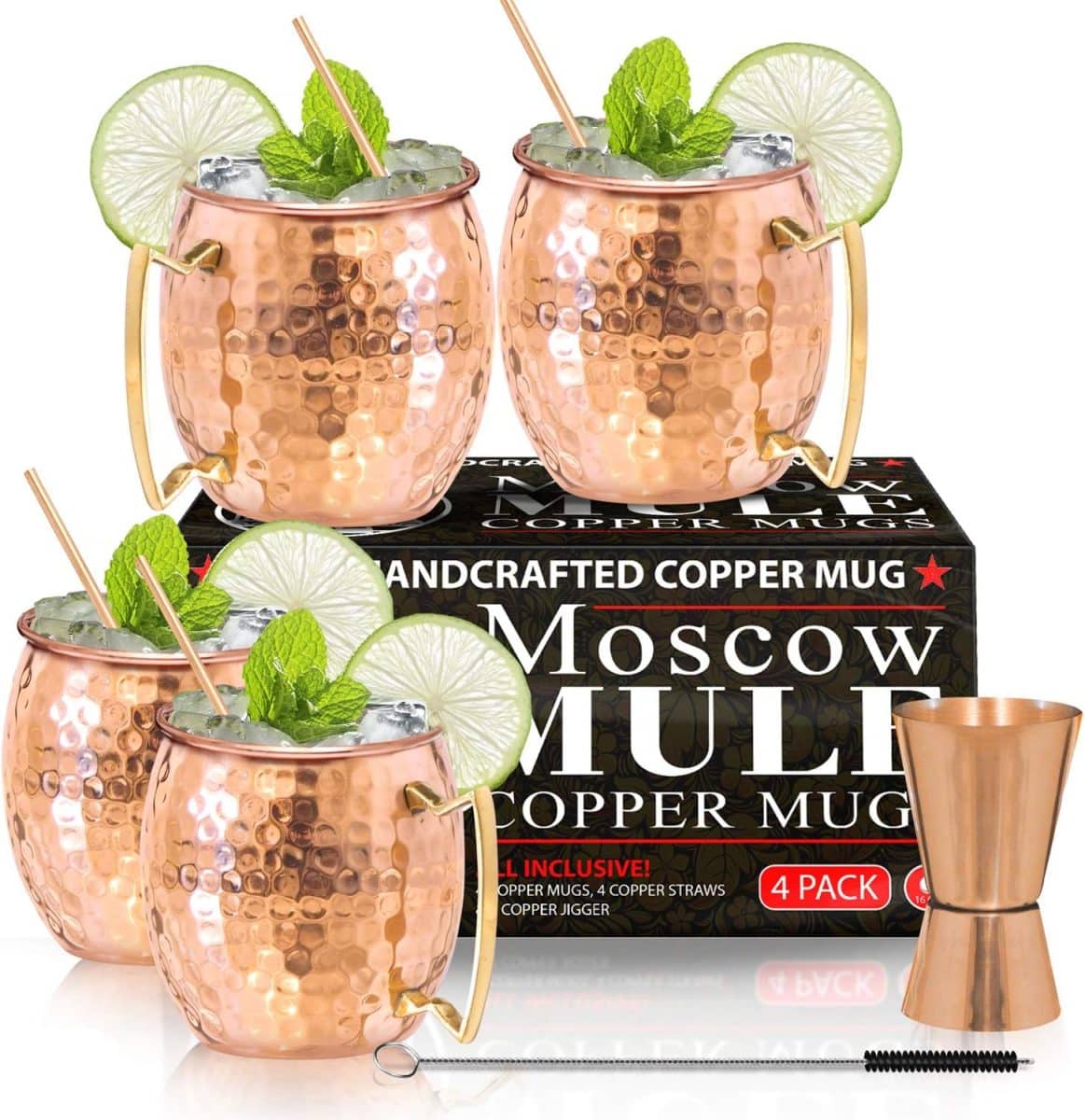 4 Copper Moscow mule mugs.