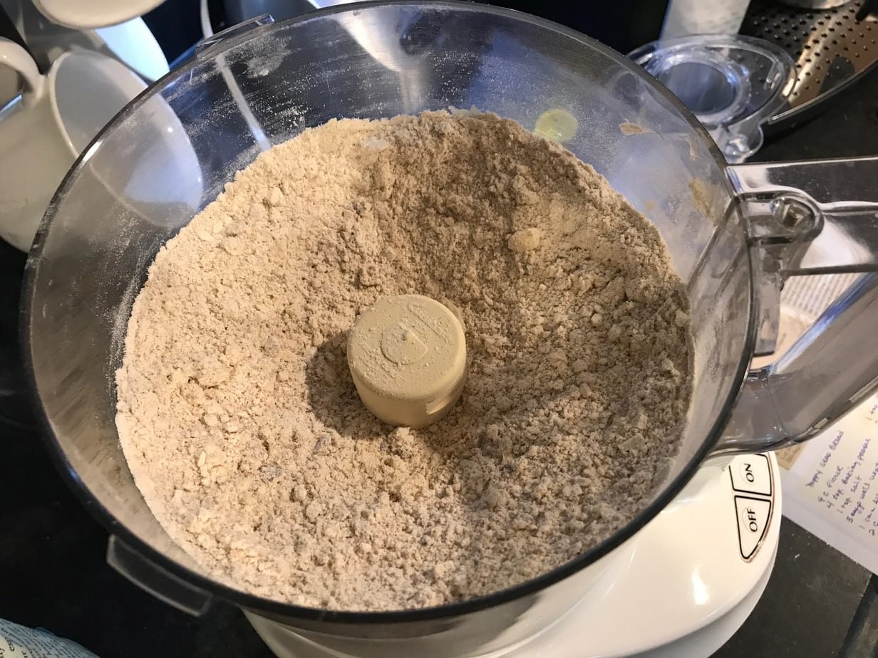 date scone crumb mixture in food processor. 