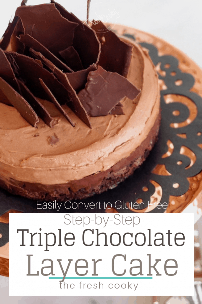 Triple Chocolate Layer Cake {easy} | www.thefreshcooky.com