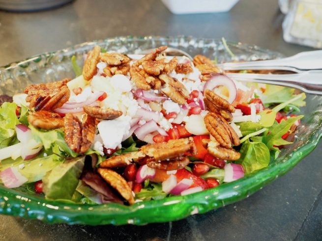 Sweet Maple Apple Pecan Salad in glass bowl | www.thefreshcooky.com