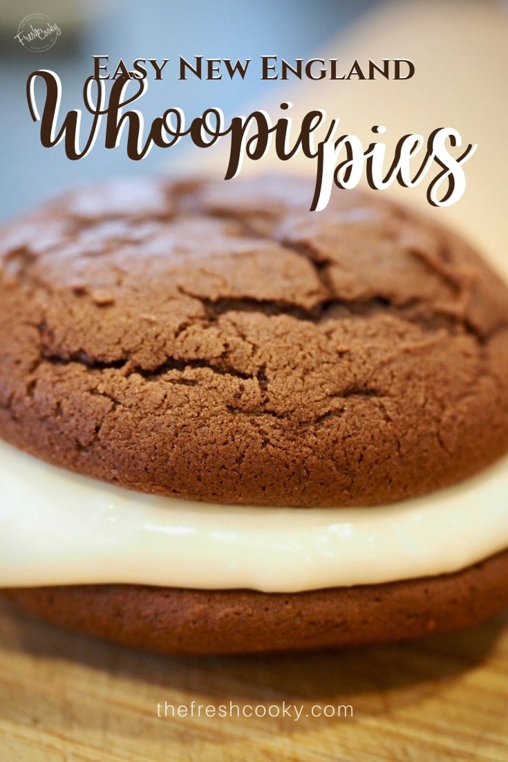 Pinterest Easy New England Whoopie Pies with large image of whoopie pie