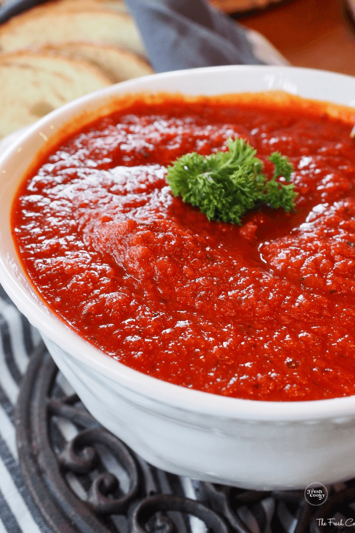 Bowl of rich, thick, Italian spaghetti sauce.