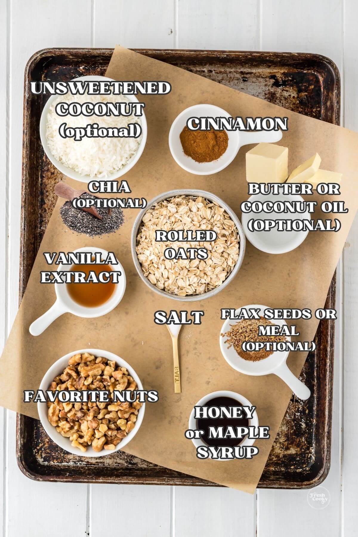 Soft, crock pot granola labeled ingredients.