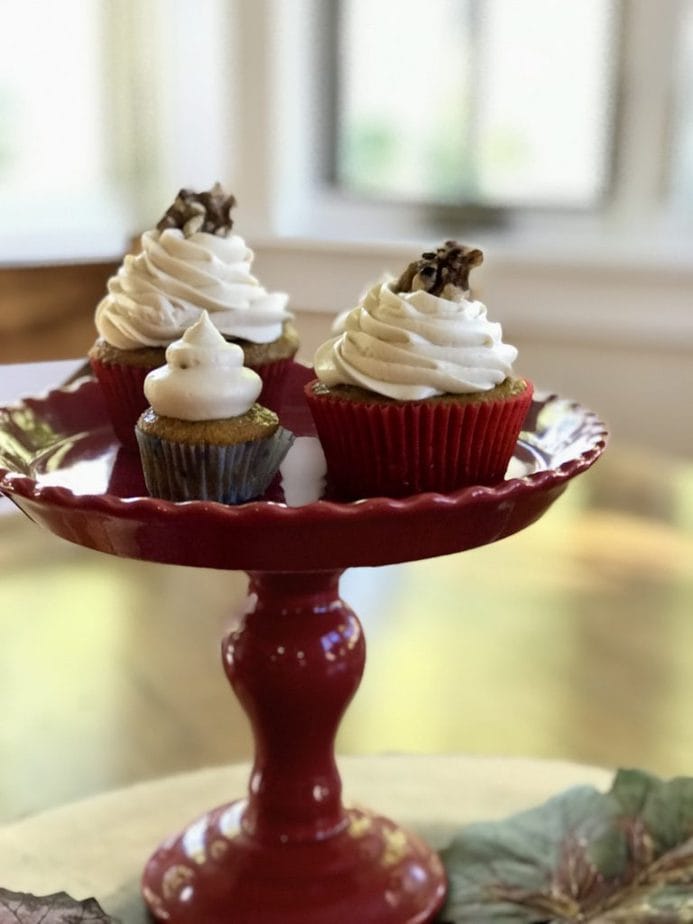 Carrot Cake Cupcakes with Brown Sugar Cream Cheese Frosting, nuff said, try these cupcakes, they are amazing! #thefreshcooky #carrotcupcakes #carrotcake #creamcheesefrosting #cupcakes #fallbaking