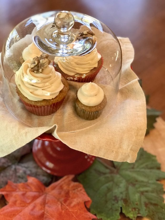 Carrot Cake Cupcakes with Brown Sugar Cream Cheese Frosting, nuff said, try these cupcakes, they are amazing! #thefreshcooky #carrotcupcakes #carrotcake #creamcheesefrosting #cupcakes #fallbaking