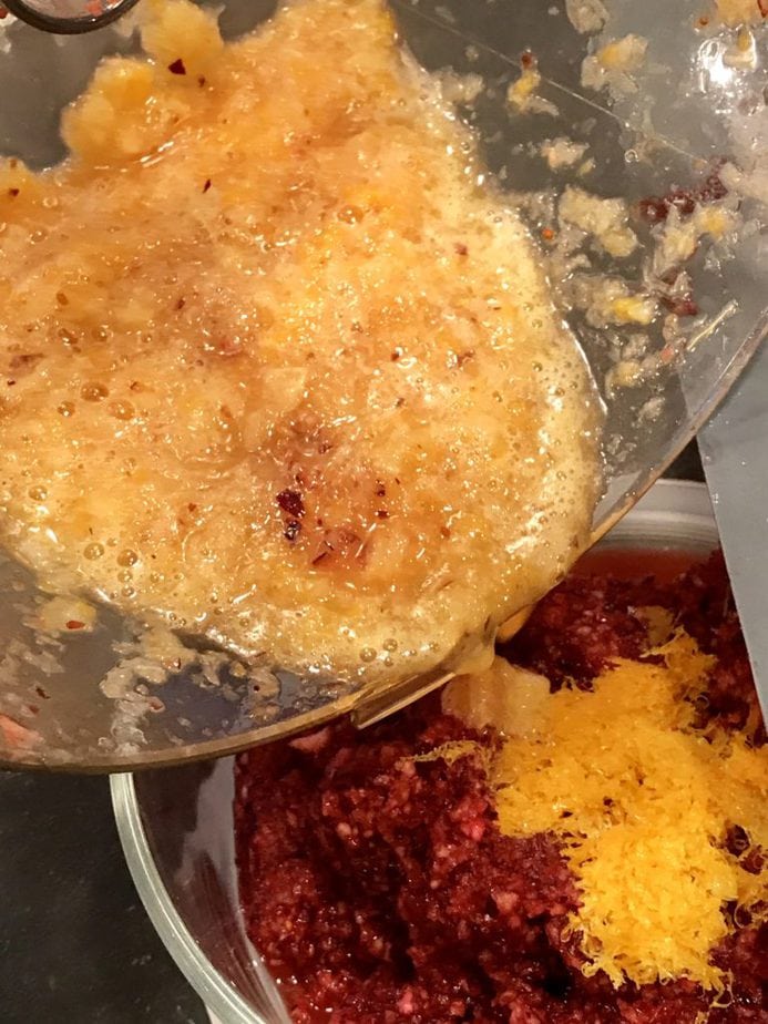 orange blended and added to ground cranberries  via @thefreshcooky