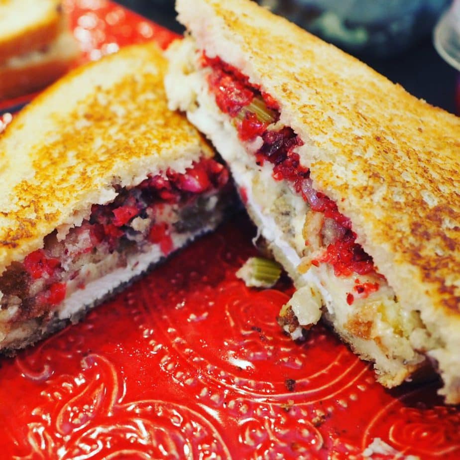 Leftover Turkey and cranberry relish Sandwich 