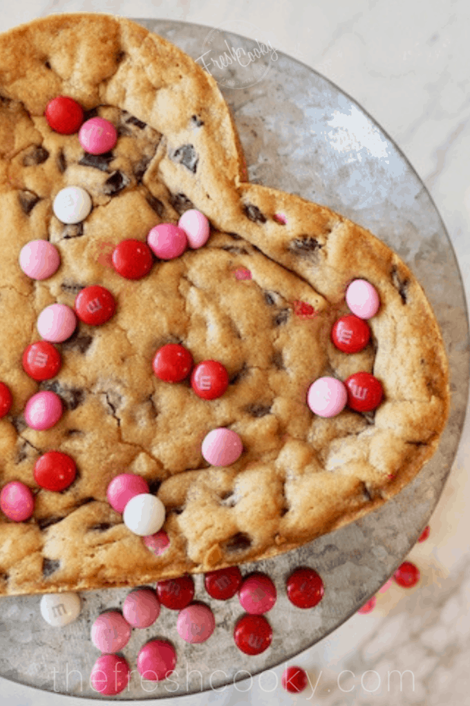 Easy Giant Heart Shaped Chocolate Chip Cookie for Valentine's Day