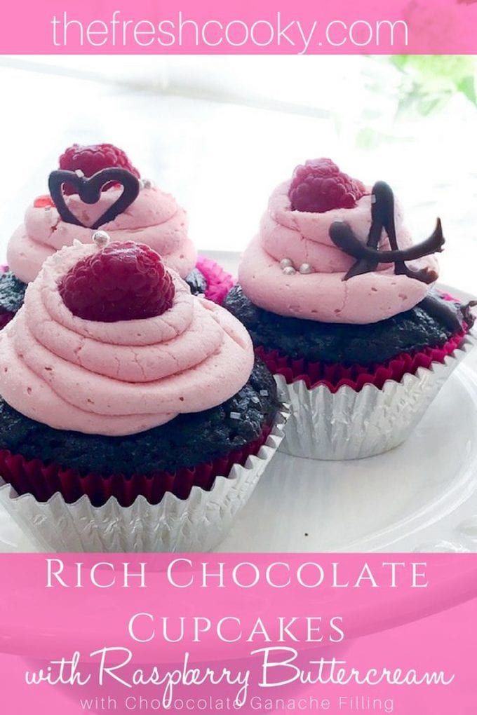 Rich Chocolate Ganache Cupcakes with Raspberry Buttercream | www.thefreshcooky.com #ganache #chocolate #cupcakes #raspberry #buttercream
