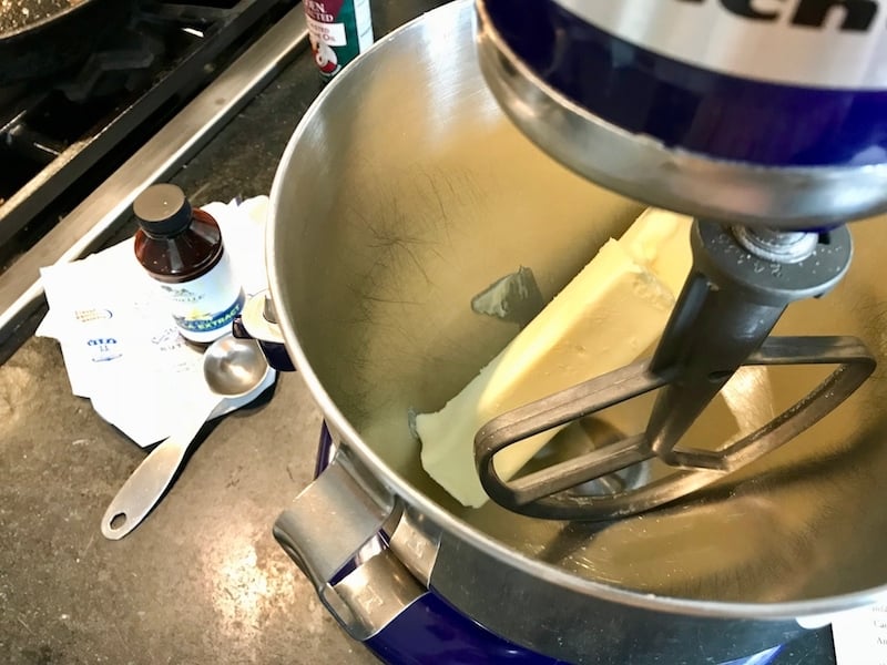 Mixing the butter for cadbury cookie cake | www.thefreshcooky.com