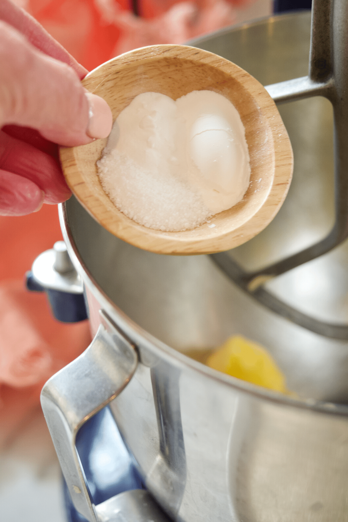 Add salt, baking soda and baking powder.