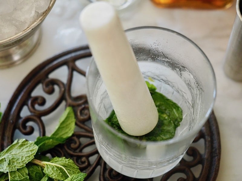 muddling mint for a cocktail | thefreshcooky