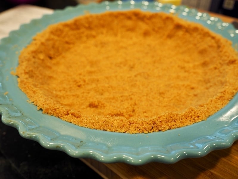 Graham Cracker Crust for easy key lime pie after baking and cooling.