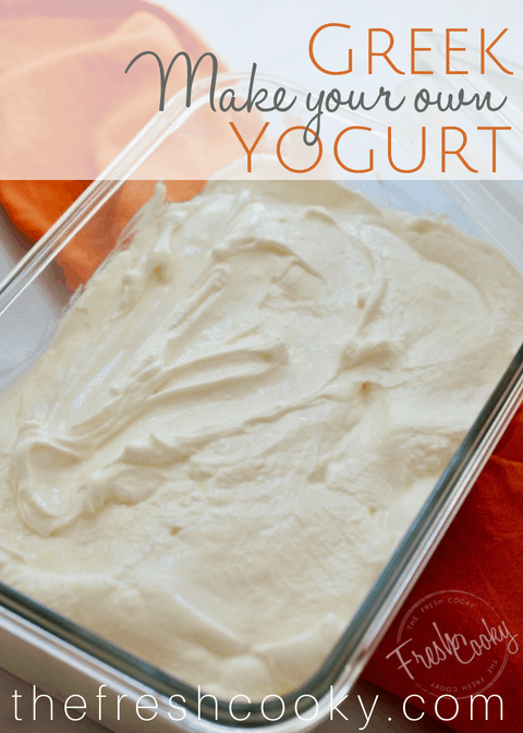 Image of homemade Greek Yogurt in glass storage container. 