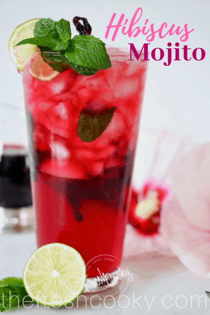 Hibiscus Mojito cocktail or mocktail | www.thefreshcooky.com