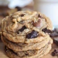 Not another Chocolate Chip Cookie recipe?! Said, no one, ever! These Triple Chocolate Chip Pudding Cookies are buttery, chewy, soft, and loaded with chocolate chips. The center is gooey, melty with a hint of oats and topped with flaky sea salt. #thefreshcooky #cookies #pudding #chocolatechips #baking #recipe