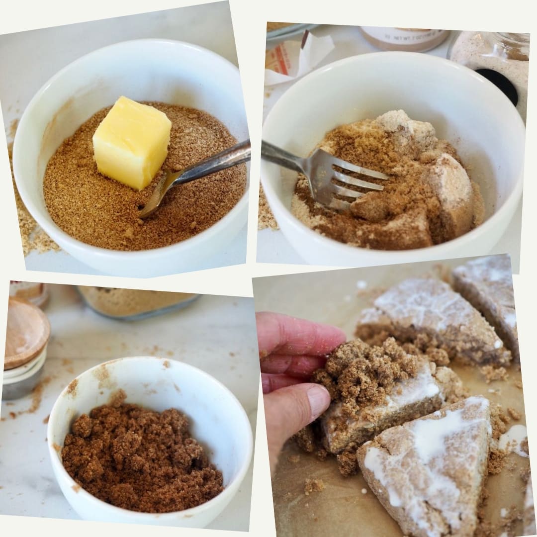 process shots making crumb topping