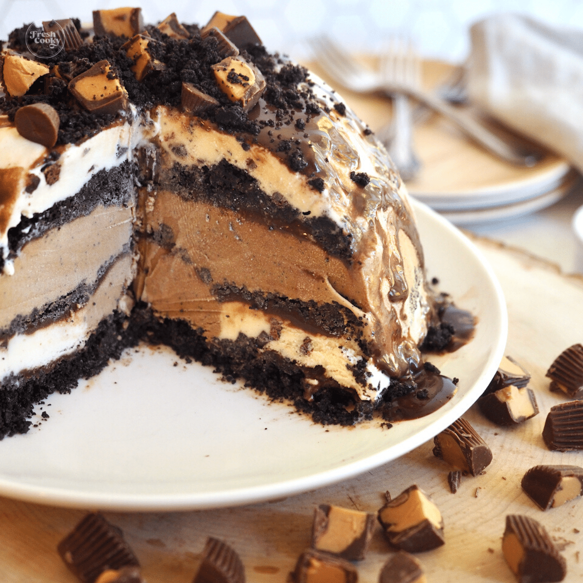 Peanut Butter Chocolate Ice Cream Cake - The Sugar Coated Cottage