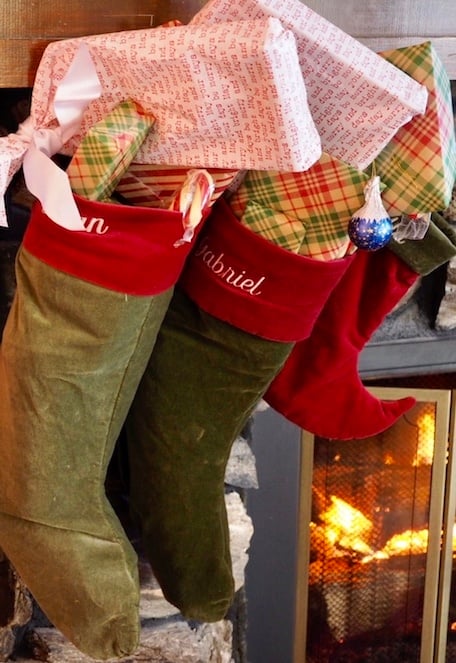Velvet stockings hung stuffed with fits by a roaring fire. 