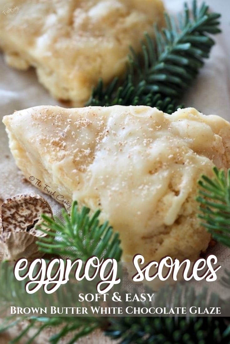 Eggnog scones amidst nutmeg and evergreen | Pin thefreshcooky