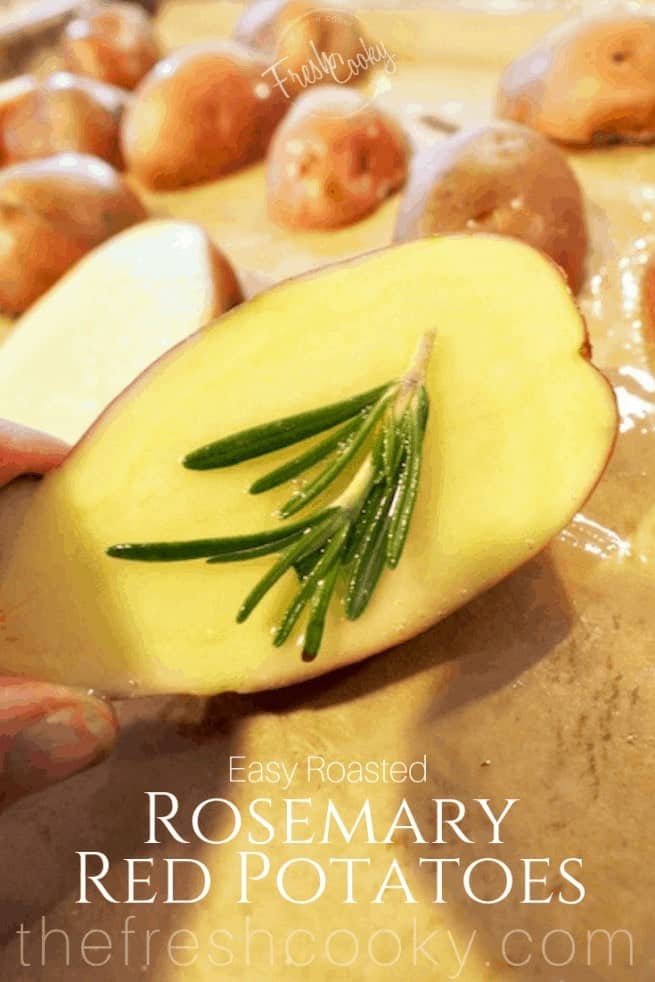 Rosemary sprig on Roasted Red Potatoes | www.thefreshcooky.com