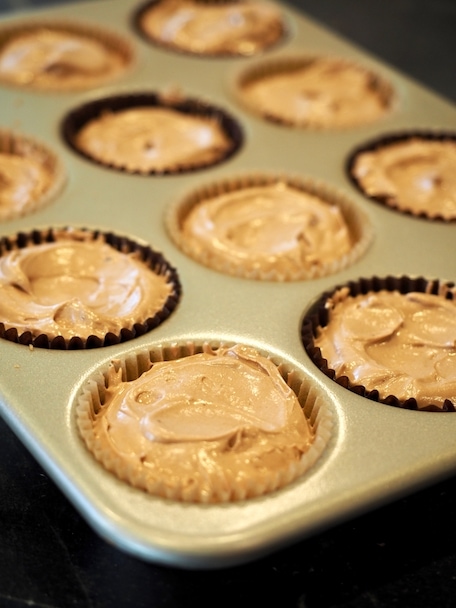Mini Chocolate French Silk Pies ready to refrigerate in muffin tin | www.thefreshcooky.com