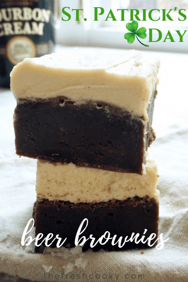 Stacked Beer Brownies with Irish Cream Frosting | www.thefreshcooky.com