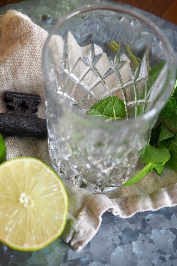 Cocktail Glass with Mint Leaves, Lime | www.thefreshcooky.com