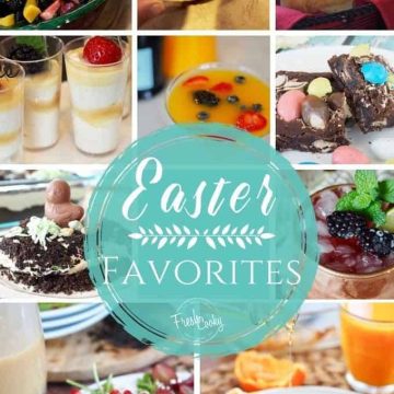 A multi image collage of all the best Easter favorite recipes with items for sides, salads, veggies, potatoes, breakfast, brunch and dinner.