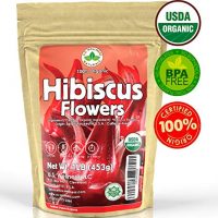 Hibiscus Tea 1LB 100% CERTIFIED Organic Hibiscus Flowers Herbal Tea (WHOLE PETALS), Caffeine Free 