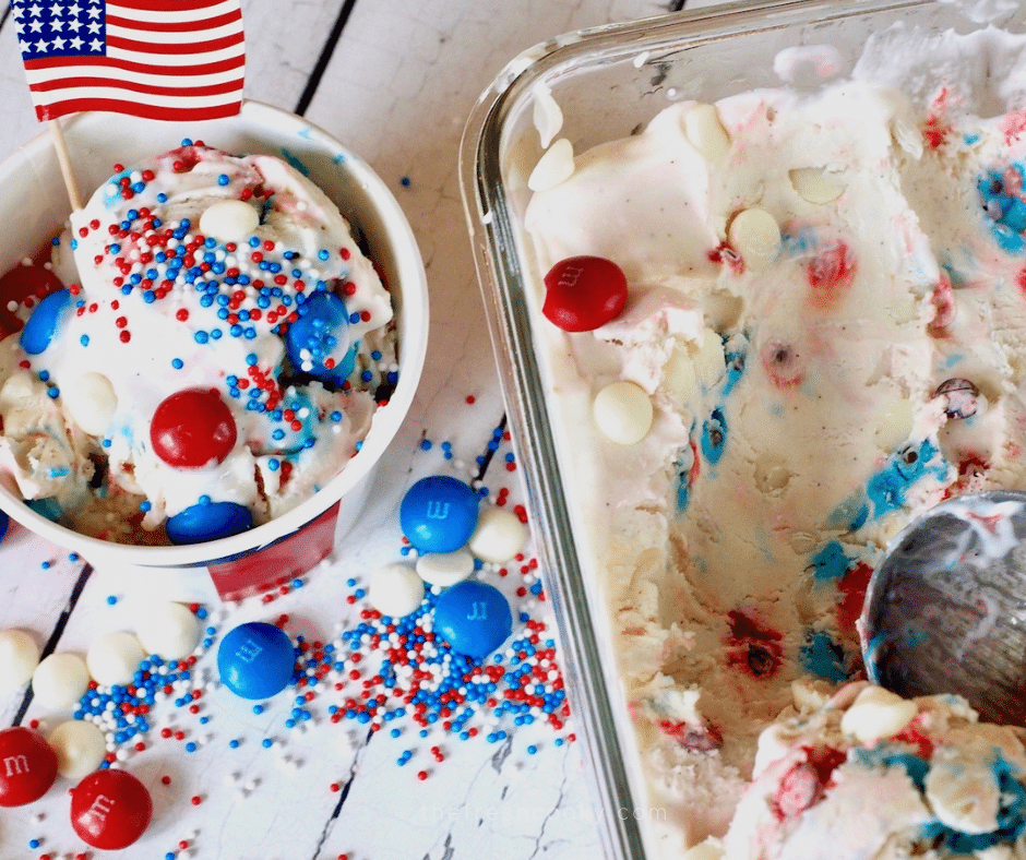 Easy Red, White and Blue Ice Cream (No Churn)