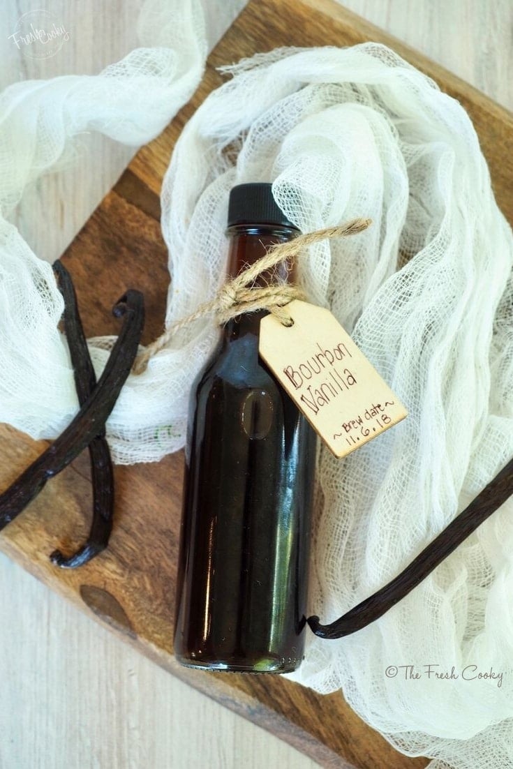 bottle of bourbon vanilla extract with label | thefreshcooky.com