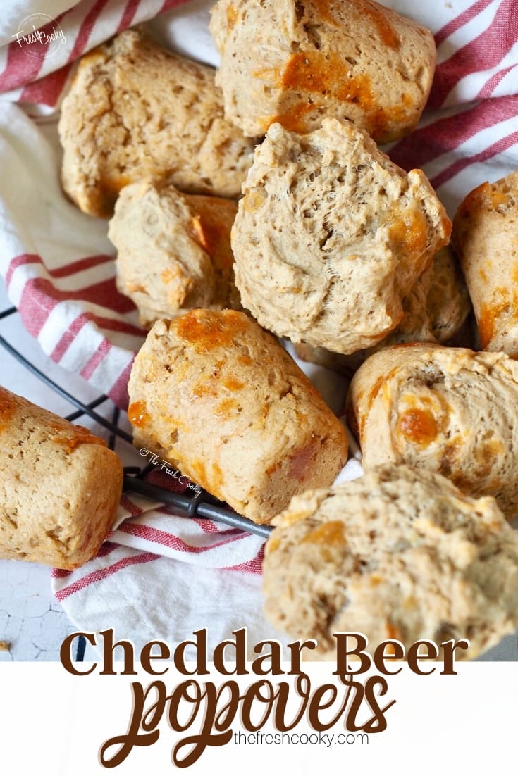 Pin of basket of cheddar beer popovers | thefreshcooky.com