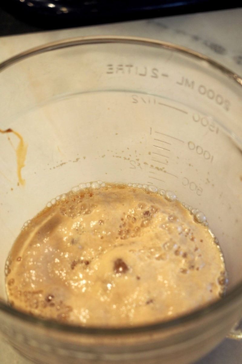 Yeast foamy and ready to use in pretzel recipe. 