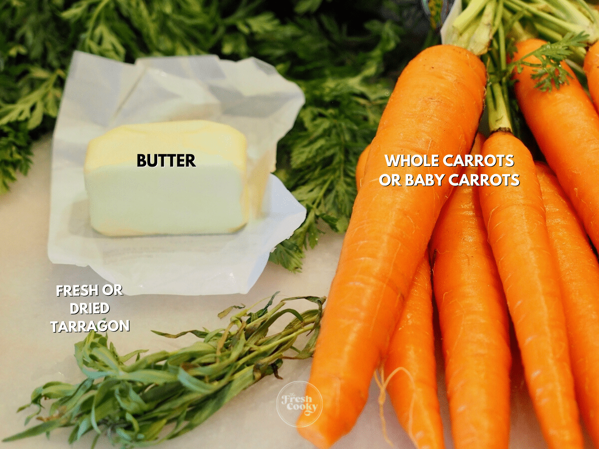 Labeled ingredients for instant pot carrots.