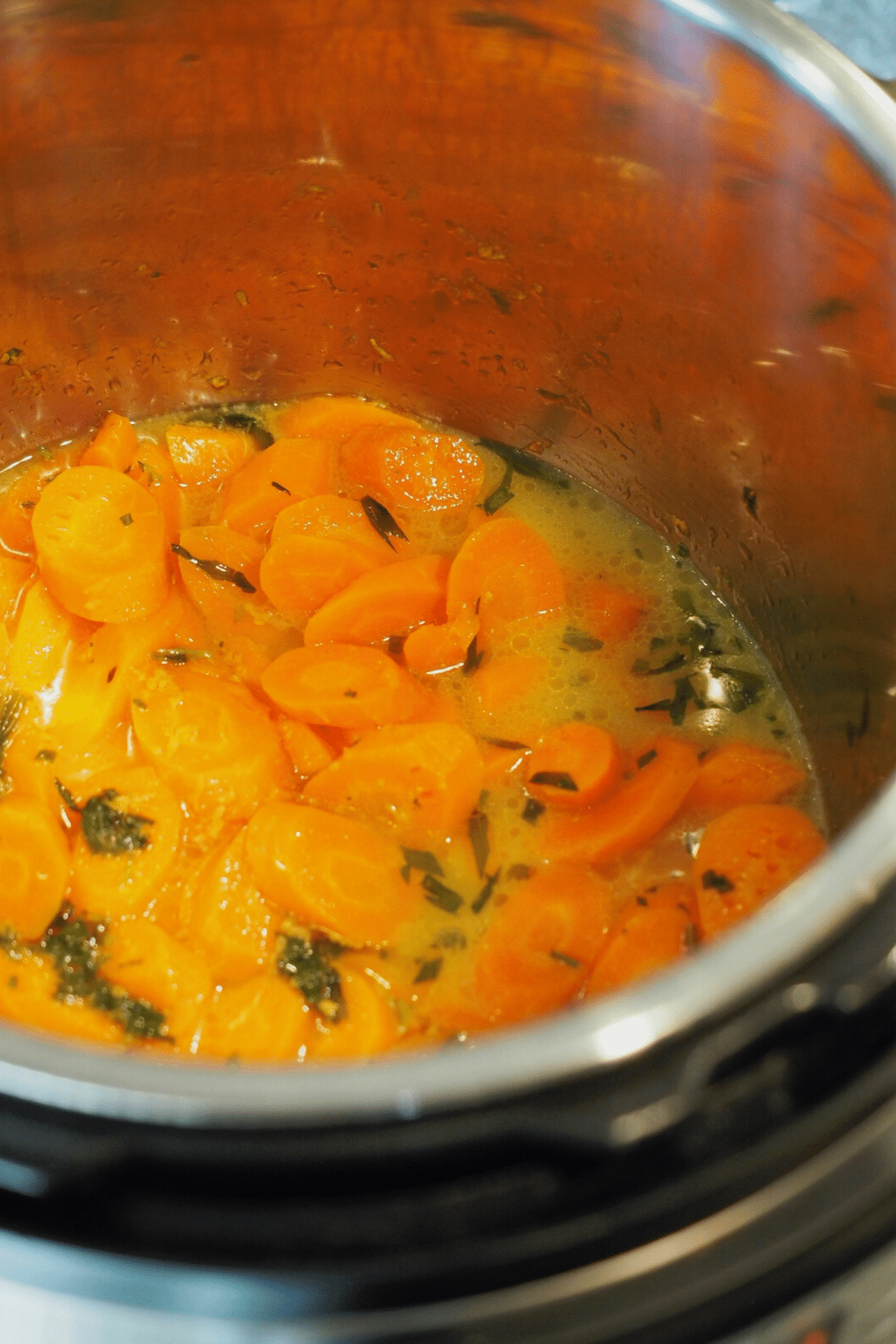 Cooked carrots in instant pot after pressure cooking. 