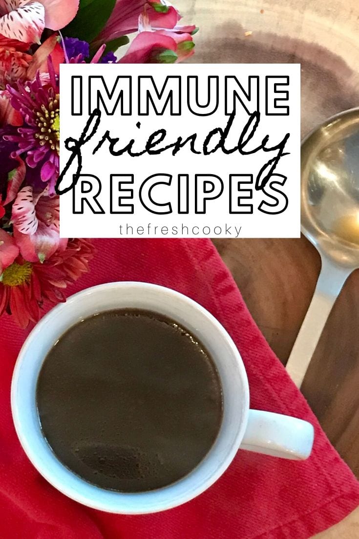 Immune friendly recipes with image of beef bone broth.