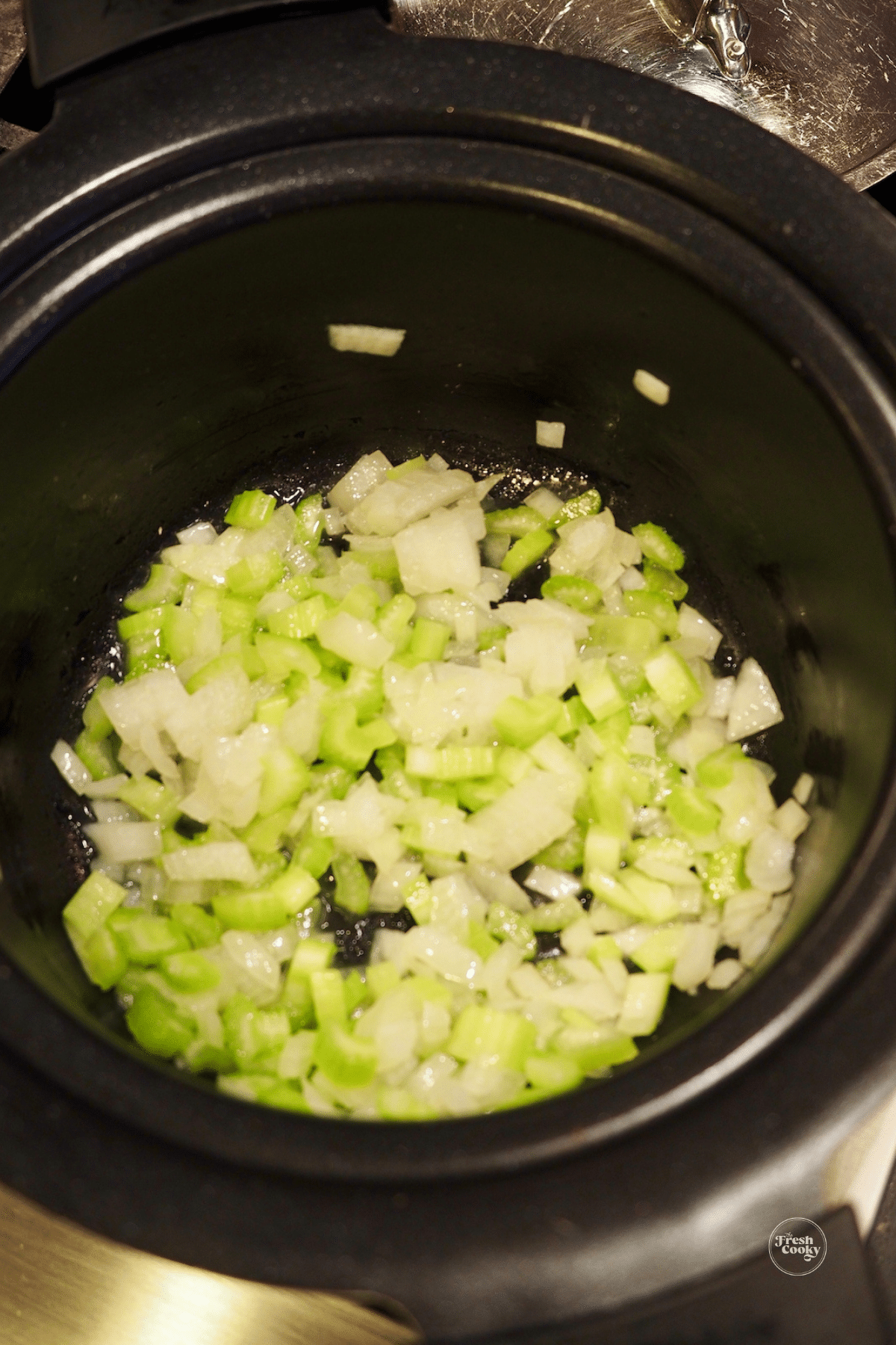 Saute onions and celery. 