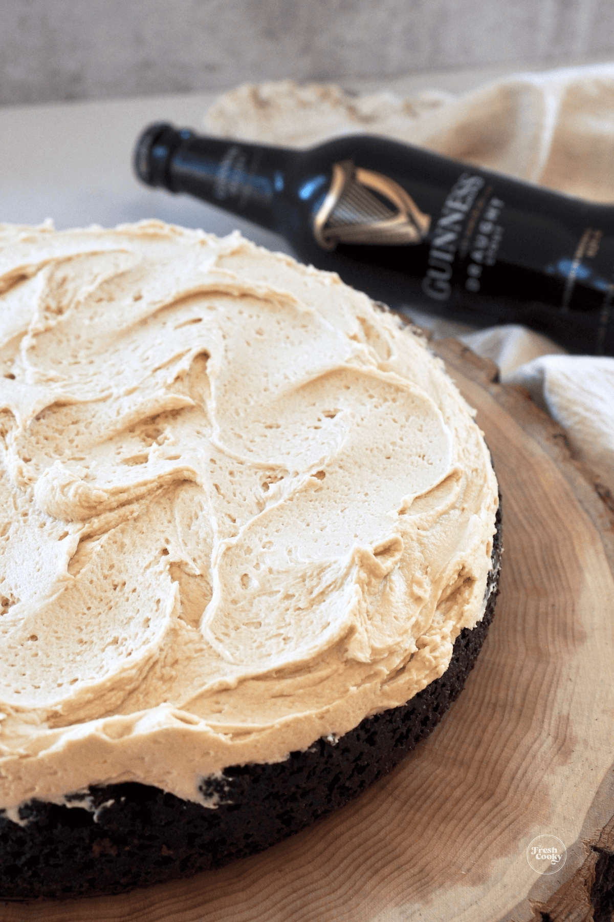 Chocolate Guinness cake frosted with Baileys frosting.
