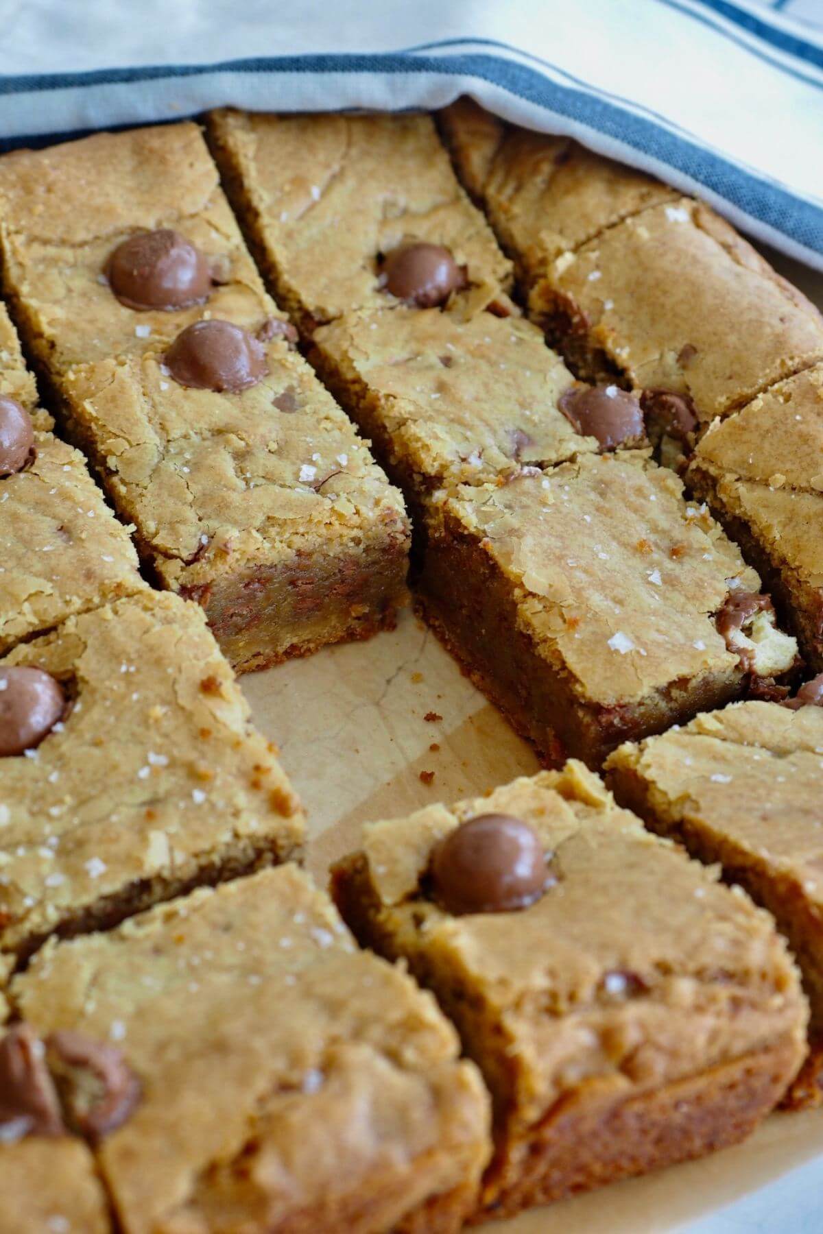 Malted Milk ball blondies with one square removed.