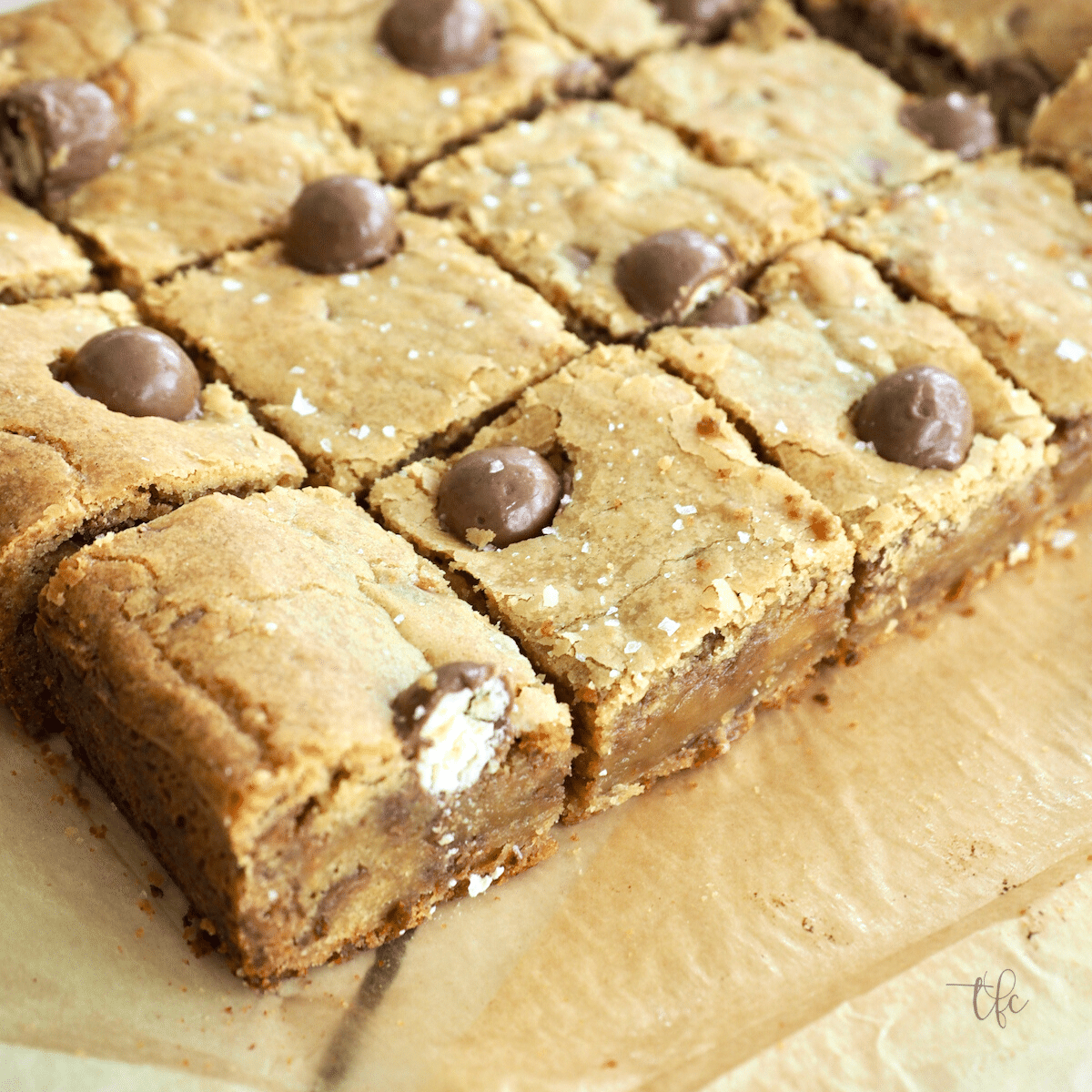 Chewy blondies with whoppers. 