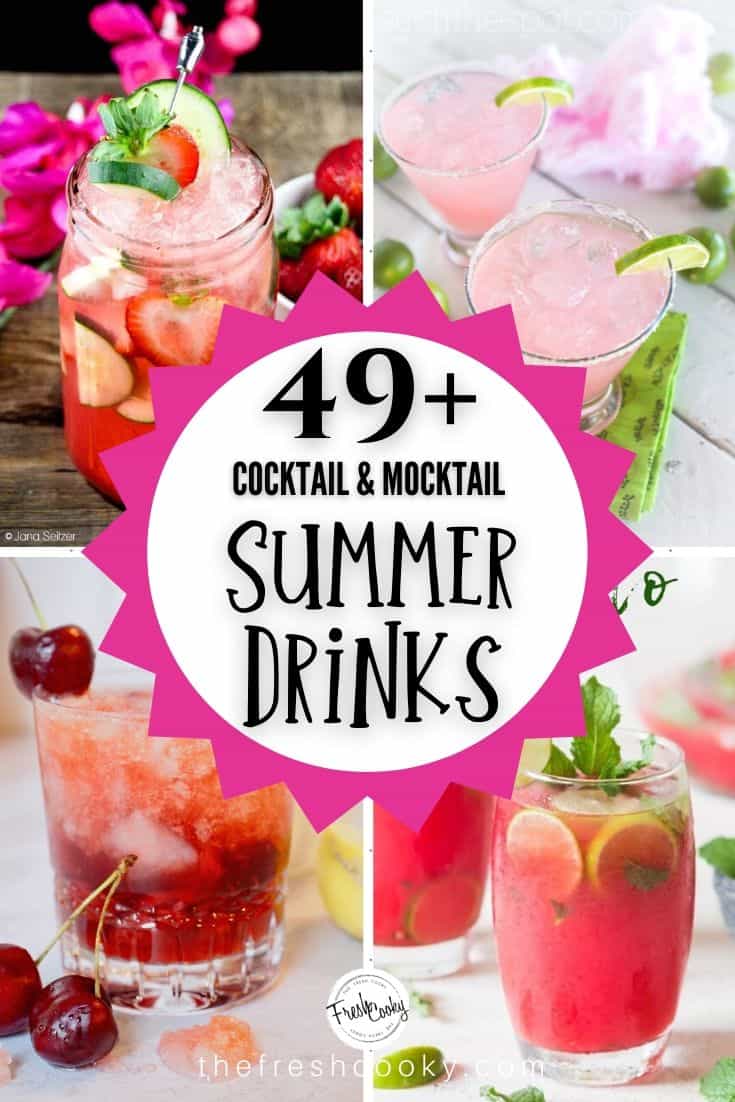 Pin of 4 various fresh, summer drinks all fresh and delicious.