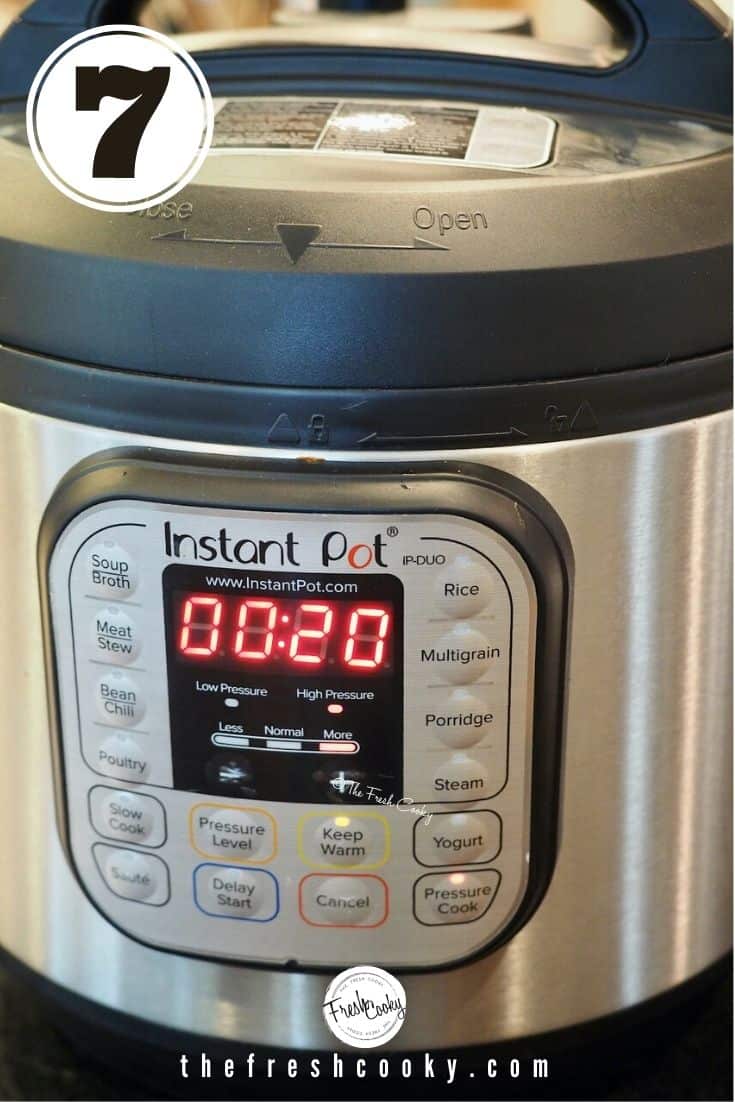 image of Instant Pot pressure cooker with 20 minutes on the timer