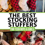 Long pin for the best stocking stuffers for teens and tweens, top image 4 buffalo plaid stockings.