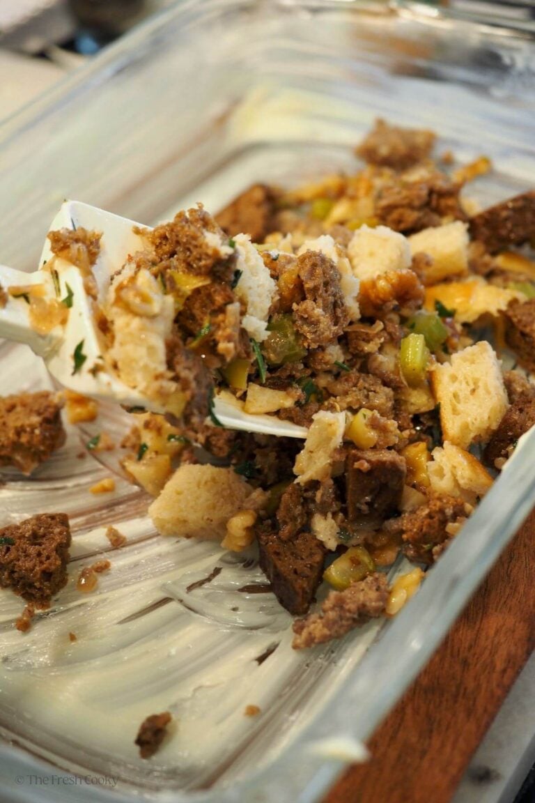 Spoon into buttered casserole dish.