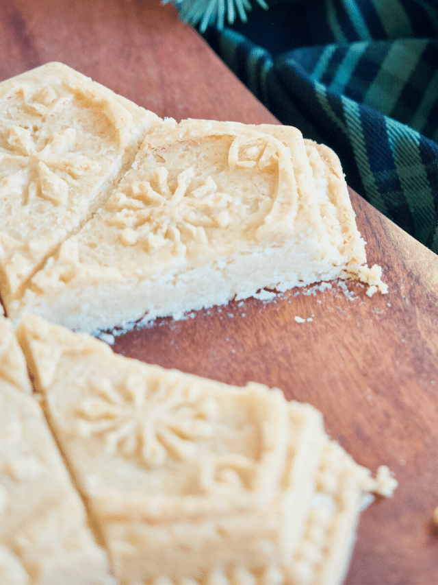 Holiday Christmas Shortbread Recipe pressed into holiday mold.
