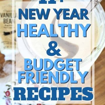 Pin for 11+ New Year Healthy & Budget Friendly Recipes with image of homemade yogurt