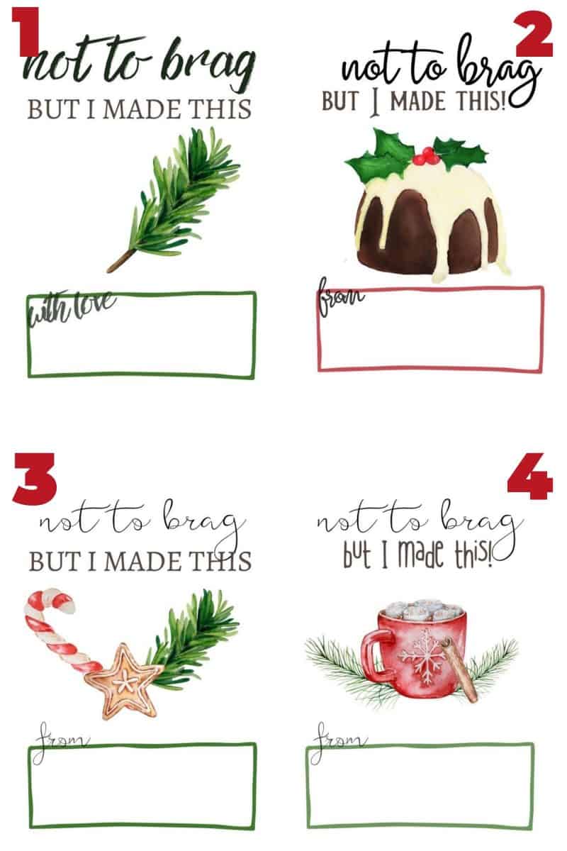 4 gift tag designs, all with not to brad, but I made this. Christmas free printable gift tags