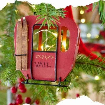 Vail Gondola Ornament on Christmas tree
