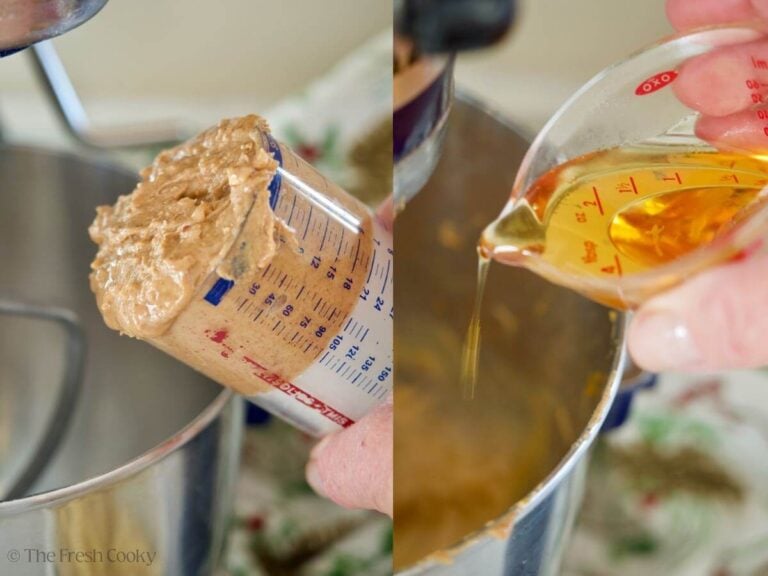 Adding almond butter and agave. 